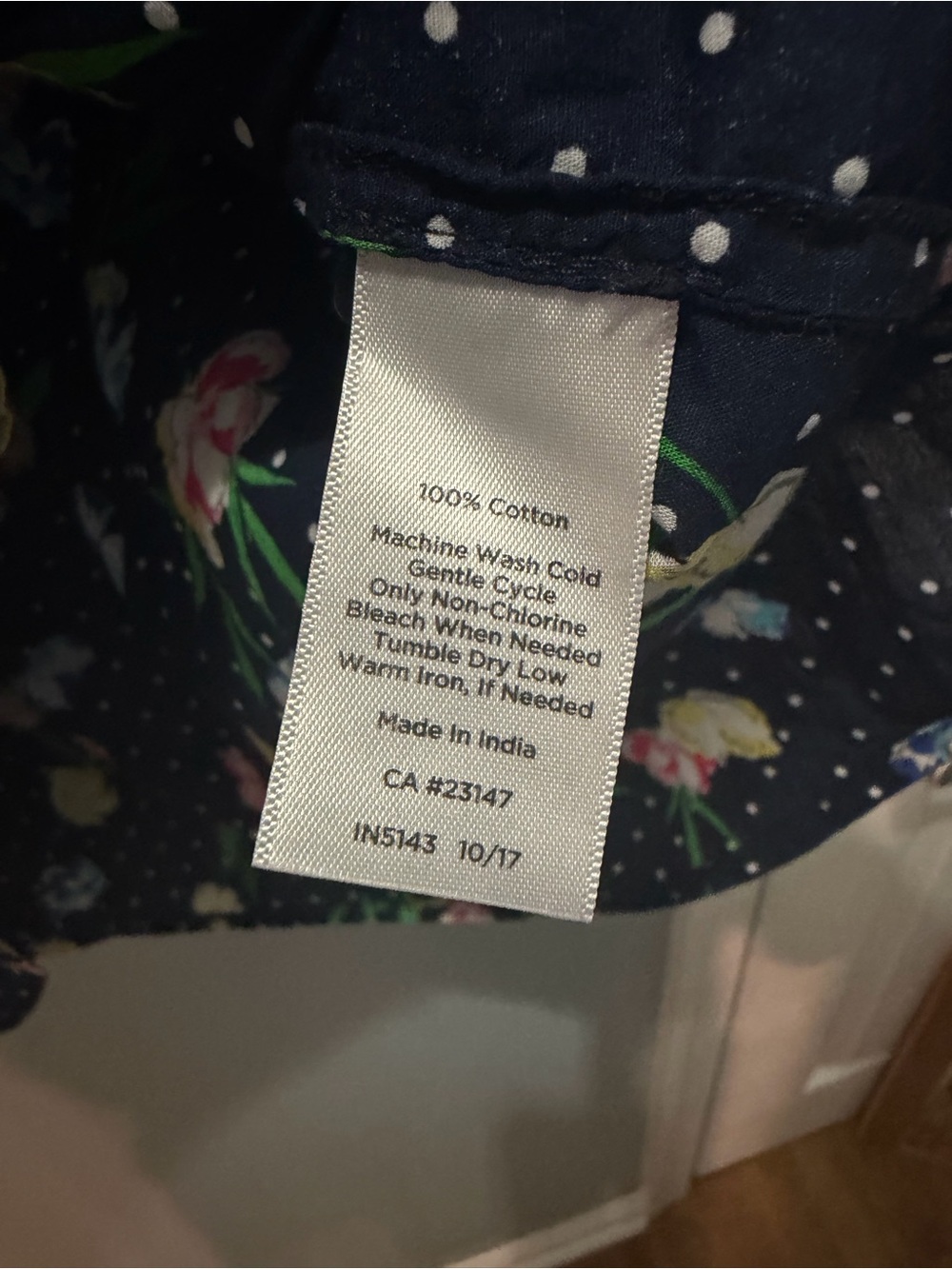 Talbots Navy Floral Dot-Print Blouse - Picture 5 of 5